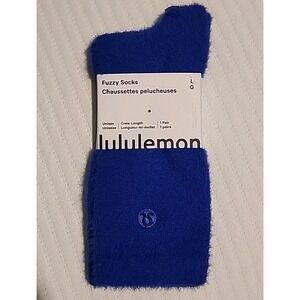NWT Lululemon Unisex Daily Essentials Fuzzy Socks RVSD Crew Length Sz Large BLUE